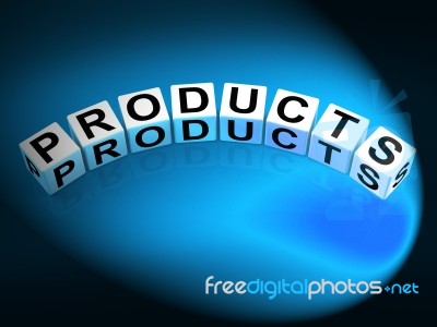 Products Dice Show Goods In Production To Buy Or Sell Stock Image