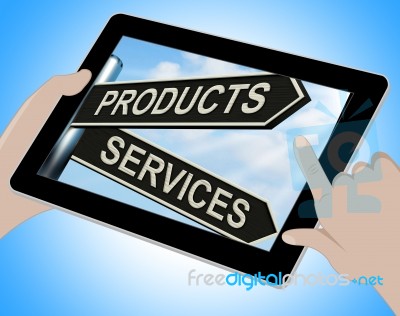 Products Services Tablet Shows Business Merchandise And Service Stock Image