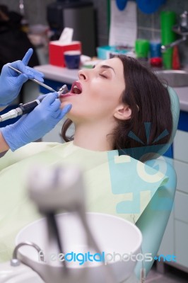 Professional Dental Brushing Stock Photo