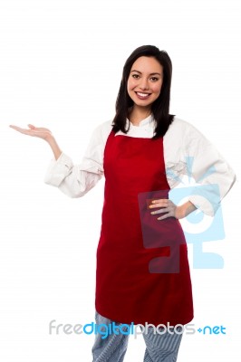 Professional Female Chef Posing Stock Photo