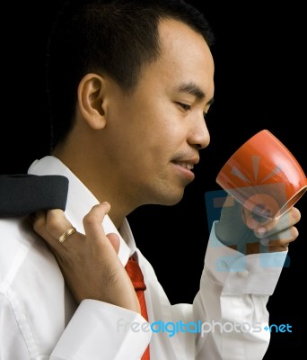 Professional Having Cup Of Coffee Stock Photo