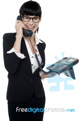 Professional Lady Speaking On Phone Stock Photo