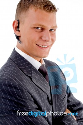 Professional Man Posing With Phone Stock Photo