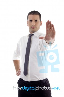 Professional Man Showing Stopping Gesture Stock Photo