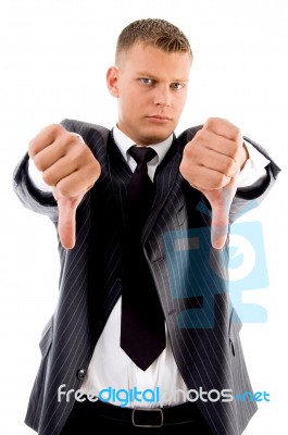 Professional With Thumbs Down Stock Photo