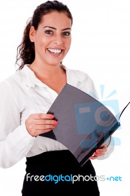 Professional Woman Holding Office File Stock Photo