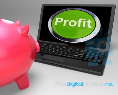 Profit Button On Laptop Shows Financial Growth Stock Image