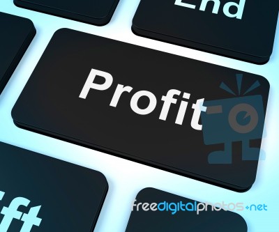 Profit Computer Key Showing Earnings And Investment Stock Image