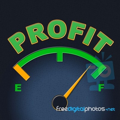 Profit Gauge Indicates Measure Indicator And Earn Stock Image