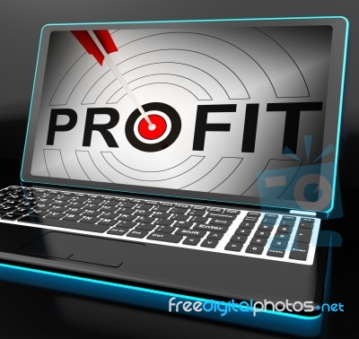 Profit On Laptop Showing Expected Incomes Stock Image