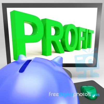 Profit On Monitor Shows Successful Business Stock Image