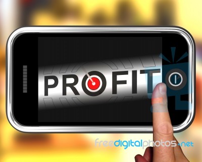 Profit On Smartphone Shows Aimed Progress Stock Image