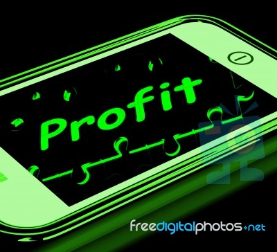 Profit On Smartphone Shows Lucrative Earnings Stock Image