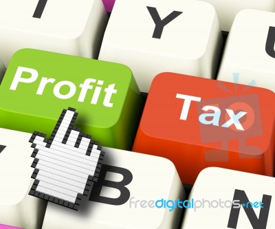 Profit Tax Computer Keys Show Paying Company Taxes Stock Image