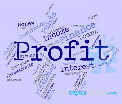 Profit Word Indicates Wordcloud Growth And Earning Stock Image