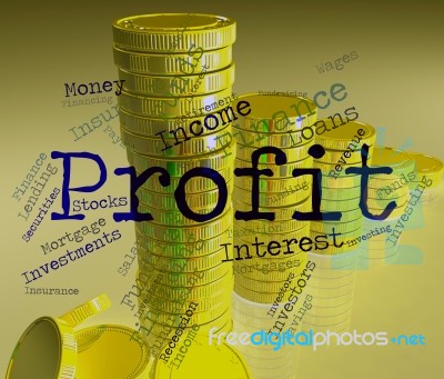 Profit Word Indicates Wordcloud Growth And Earning Stock Image