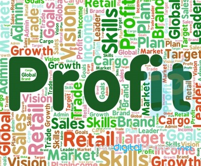 Profit Word Means Earns Profits And Wordcloud Stock Image