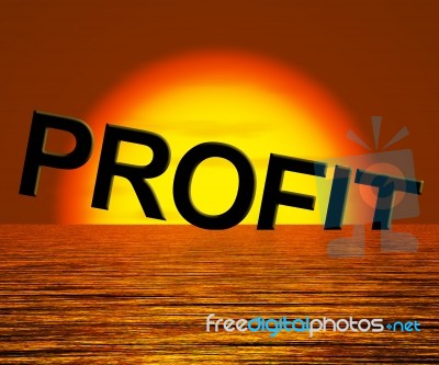 Profit Word Sinking In Sea Stock Image