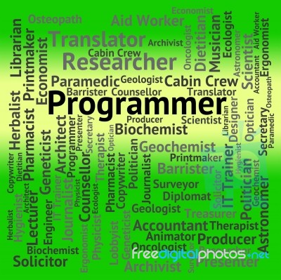 Programmer Job Representing Text Word And Programming Stock Image