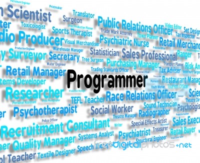 Programmer Job Shows Programmers Hiring And Text Stock Image