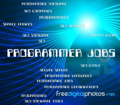 Programmer Jobs Indicating Software Engineer And Occupation Stock Image