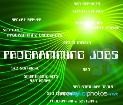 Programming Jobs Represents Software Design And Development Stock Image