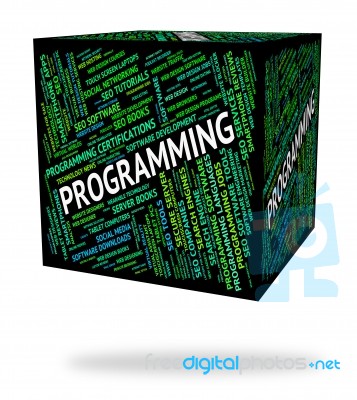 Programming Word Indicates Software Development And System Stock Image