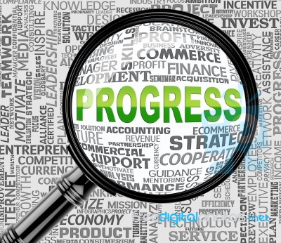 Progress Magnifier Represents Forward Searching And Search Stock Image