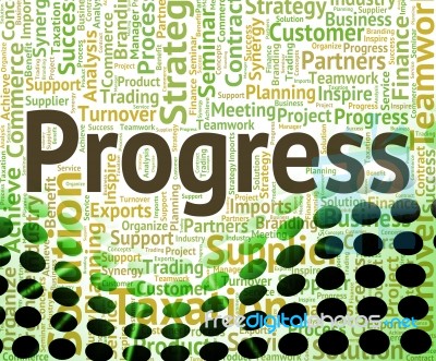 Progress Word Indicates Progressing Progression And Words Stock Image