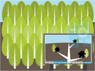 Project Build Home In Forest Illustration Stock Image