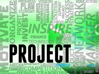 Project Words Represent Venture Mission And Tasks Stock Image