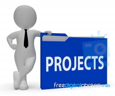 Projects Folder Means Activity Document 3d Rendering Stock Image