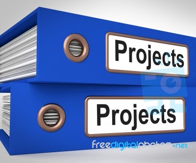 Projects Folders Mean Tasks Planning And Ventures Stock Image