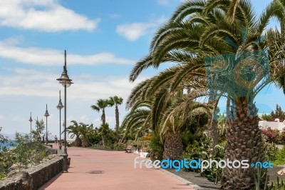 Promenade At Puerto Del Carmen Lanzarote Stock Photo