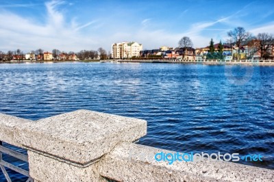 Promenade Near The Lake In The City Stock Photo