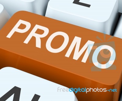 Promo Button Shows Discount Reduction Or Save Stock Image