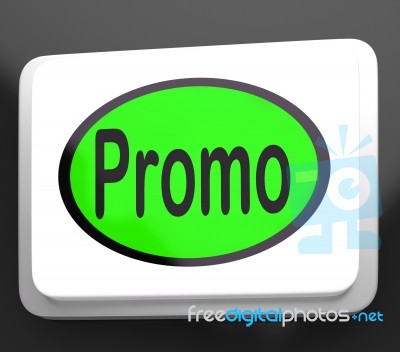 Promo Button Shows Discount Reduction Or Save Stock Image