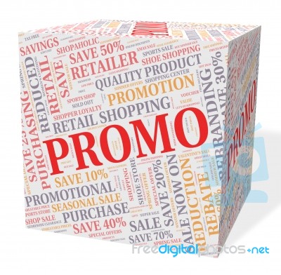 Promo Cube Shows Savings Cheap And Discounts Stock Image