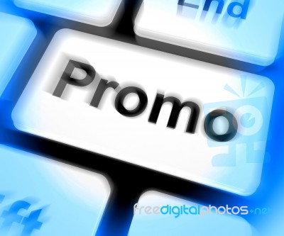 Promo Keyboard Shows Discount Reduction Or Save Stock Image