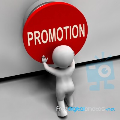 Promotion Button Shows New And Higher Role Stock Image