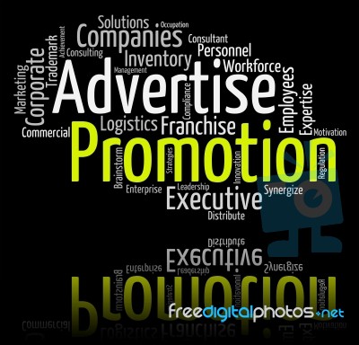 Promotion Word Indicates Promotional Discounts And Discount Stock Image