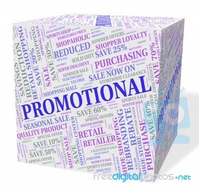 Promotional Cube Shows Sale Reduction And Words Stock Image