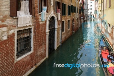 Properties Along A Canal In Venice Stock Photo