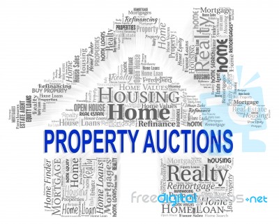 Property Auctions Indicates Bid Auctioning And Bidder Stock Image