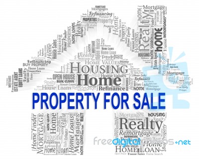 Property For Sale Shows Real Estate And Display Stock Image