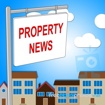 Property News Means Social Media And Advertisement Stock Image