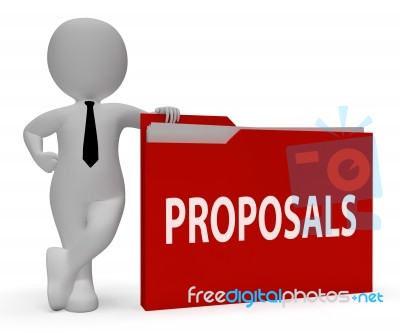 Proposals Folder Holding Plans And Contracts 3d Rendering Stock Image