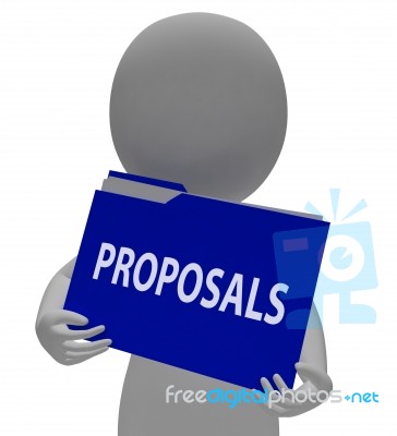 Proposals Folder Shows Document File 3d Rendering Stock Image