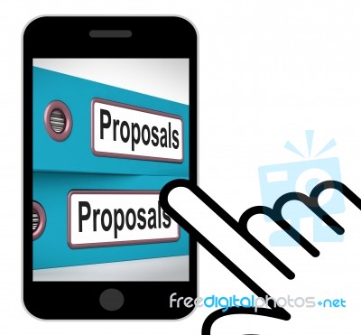 Proposals Folders Displays Suggesting Business Plan Or Project Stock Image