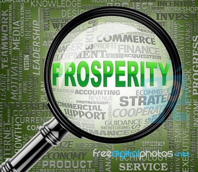 Prosperity Magnifier Indicates Investment Profits 3d Rendering Stock Image